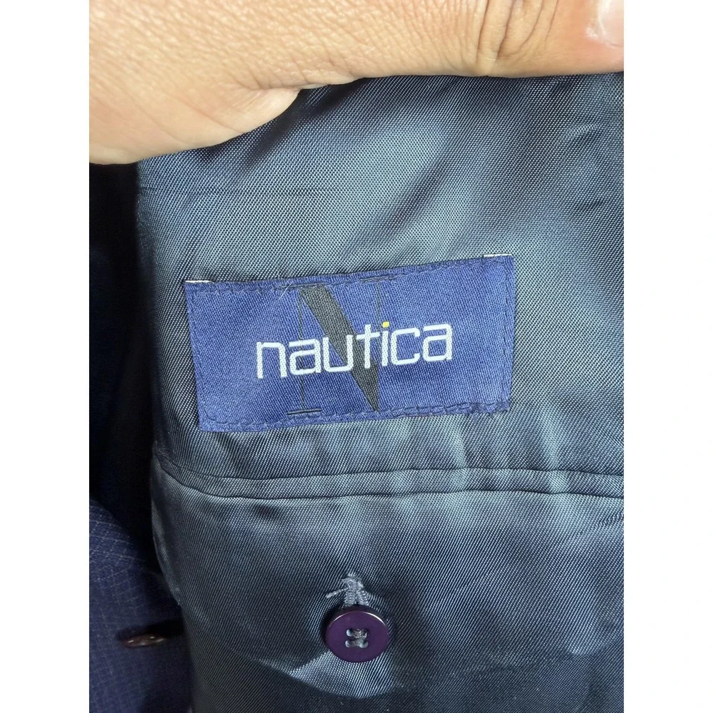 Nautica Blazer Mens 44R Blue Check Wool Sport Coat Jacket Lord &‎ Taylor Classic